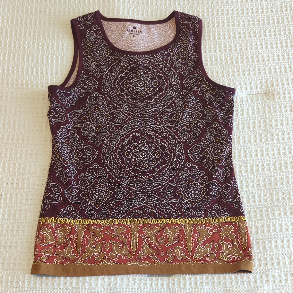 Athleta Purple Brown Graphic Sleeveless Tank Top